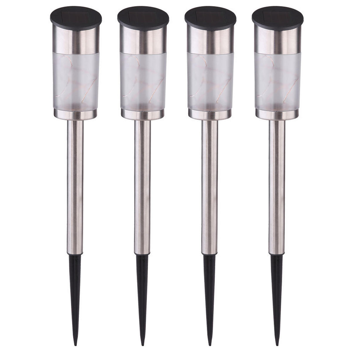 LED AUSSENLEUCHTE Edelstahl Silber 4x Solar-Steckleuchte - Silberfarben, Metall (5.5/5.5/39cm)