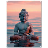 ZAHRADNÍ PLAKÁT Buddha - Socha - Buddha - Voda - Umění - Buddha 120x160 cm - šedohnědá, plast (120/160/0.2cm) - OnlyWow