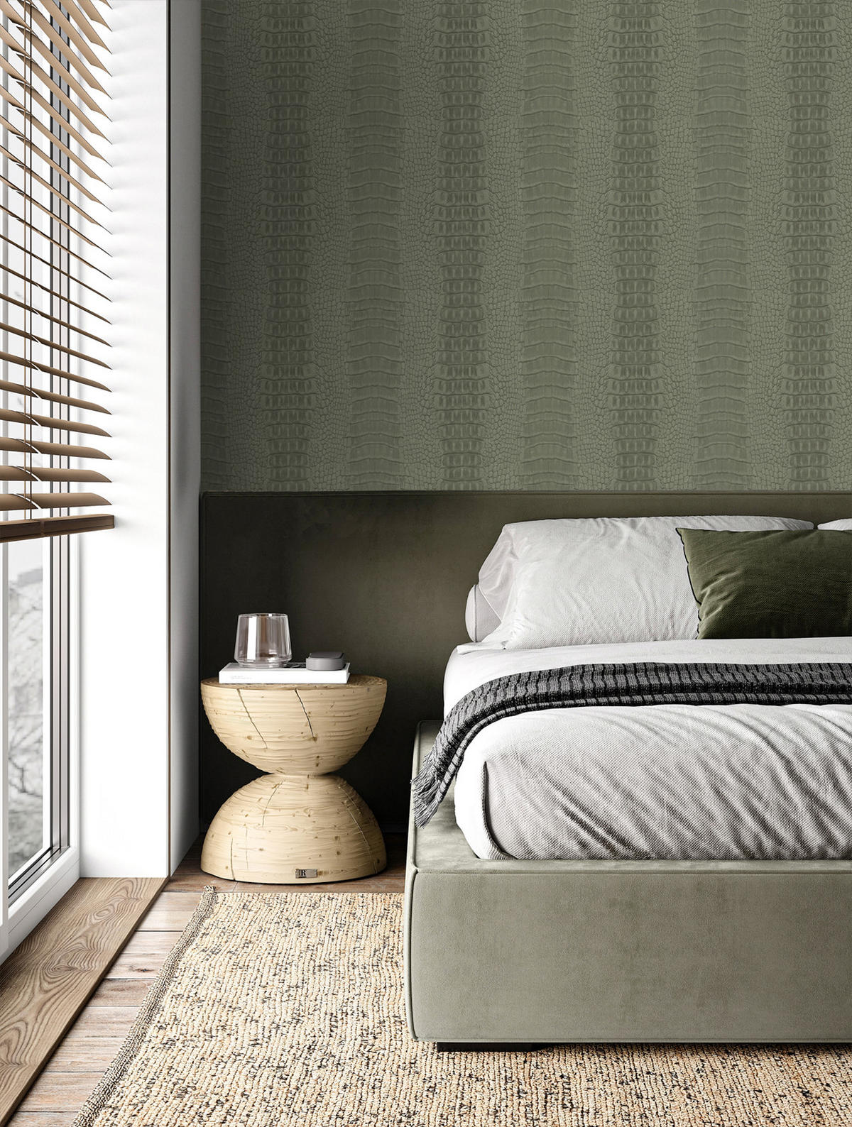 TAPETE Krokodil-Optik 53 cm x 10.05 m - Grün, Papier (53/1000cm) - Origin Wallcoverings