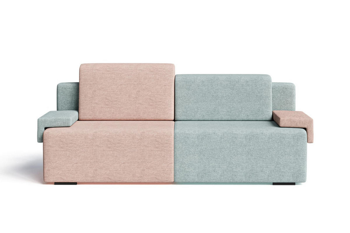SCHLAFSOFA HOOK - Schmutziges Rosa +Türkis (Diosa 60 + 70) - Rosa, Holzwerkstoff (200/88/98cm) - Möblo