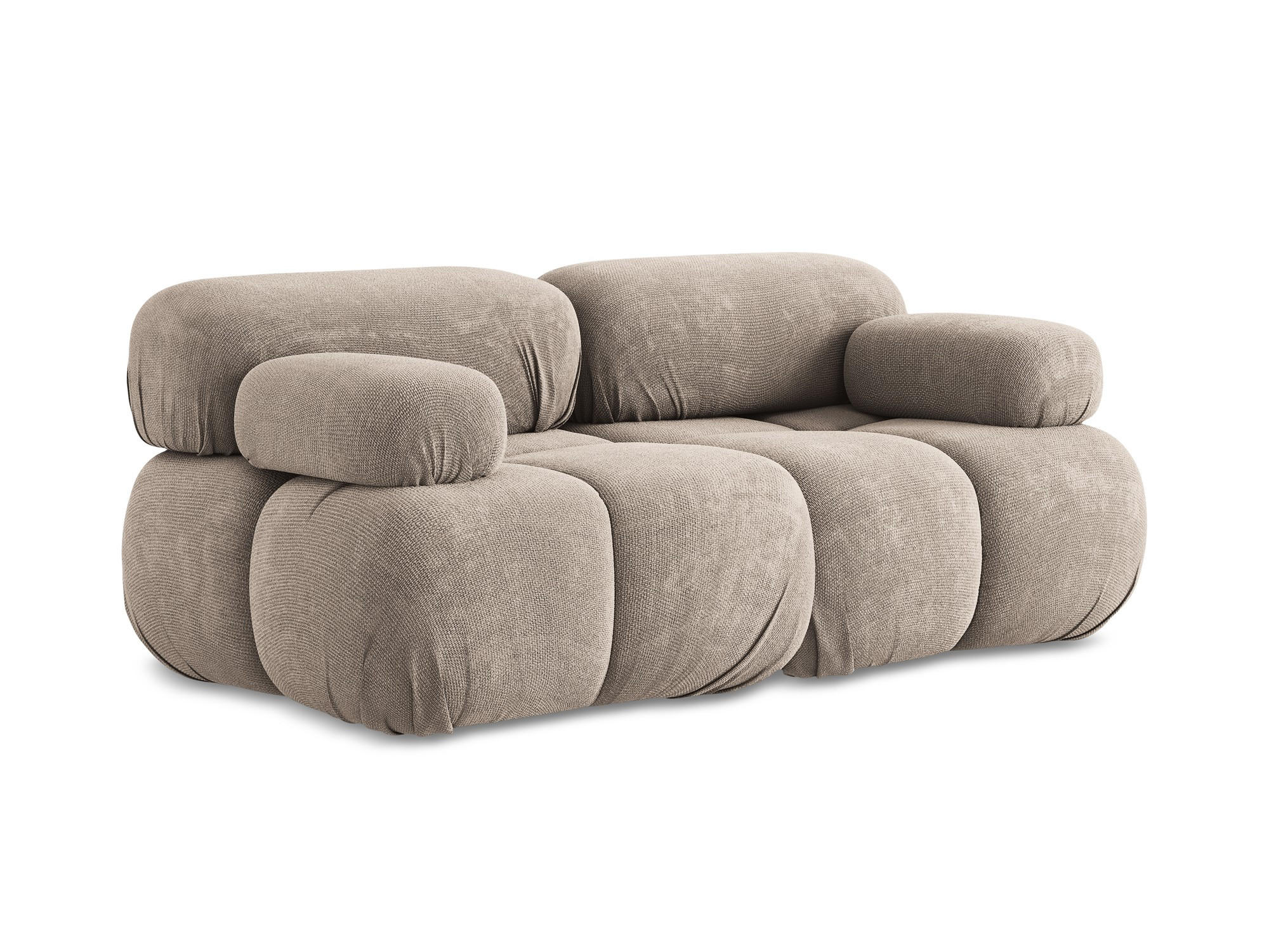 2-SITZER-SOFA Chenille Stoff Beige - Beige/Schwarz, Kunststoff/Textil (190/70/96cm) - Makamii