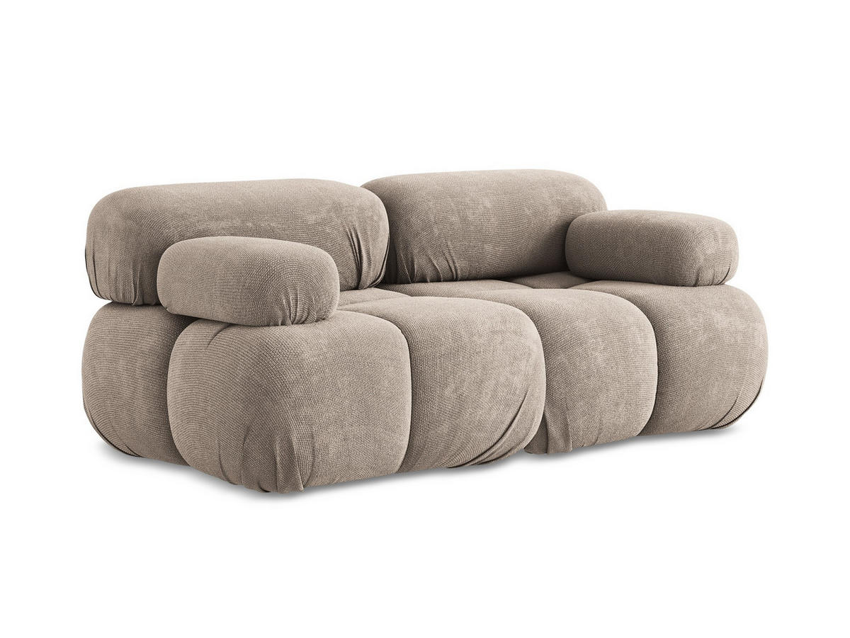 2-SITZER-SOFA Chenille Stoff Beige - Beige/Schwarz, Kunststoff/Textil (190/70/96cm) - Makamii