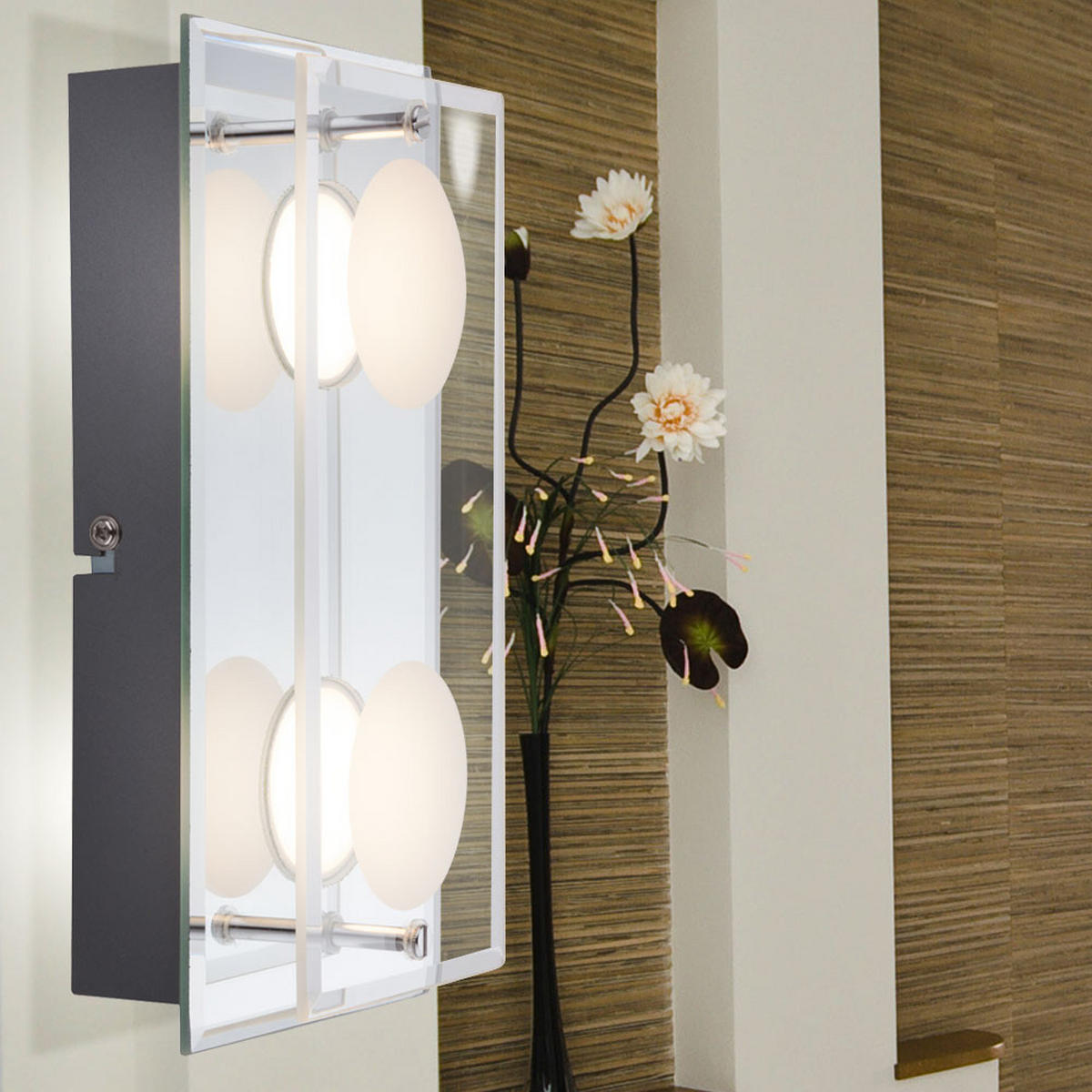 LED WANDLEUCHTE Metall Chrom Silber - Silberfarben, Glas (12/6.5/24cm) - Globo Lighting