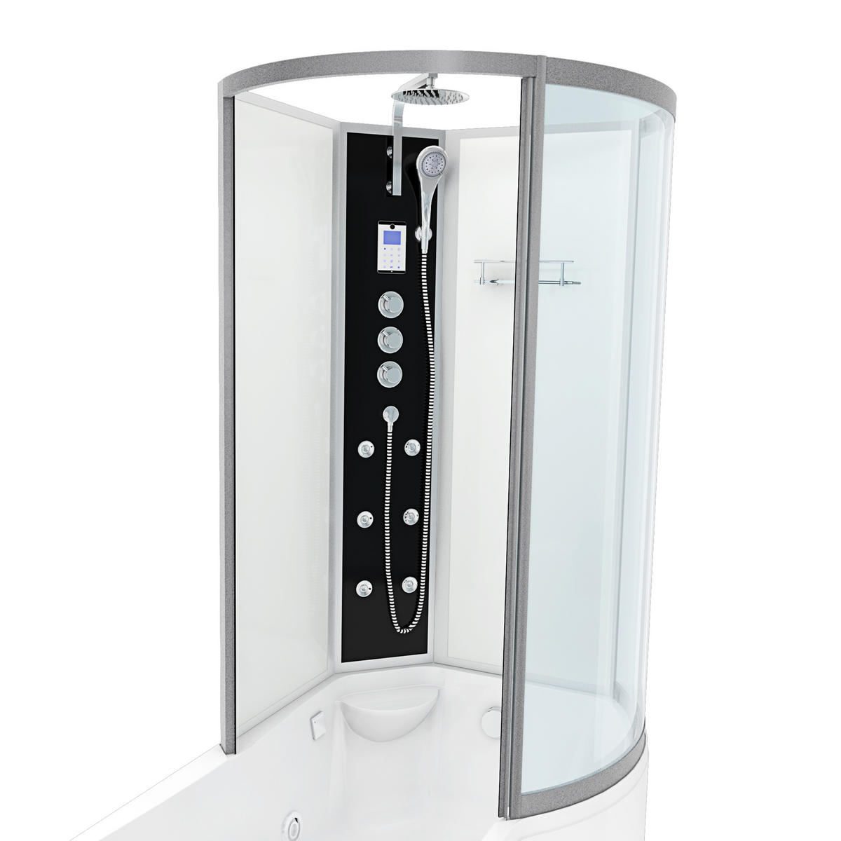 WHIRLPOOL Wanne Duschkabine ws K50-L03-WP 170x100 - Weiß, Glas/Kunststoff (98/225/170cm) - AcquaVapore by Sandra Jentho