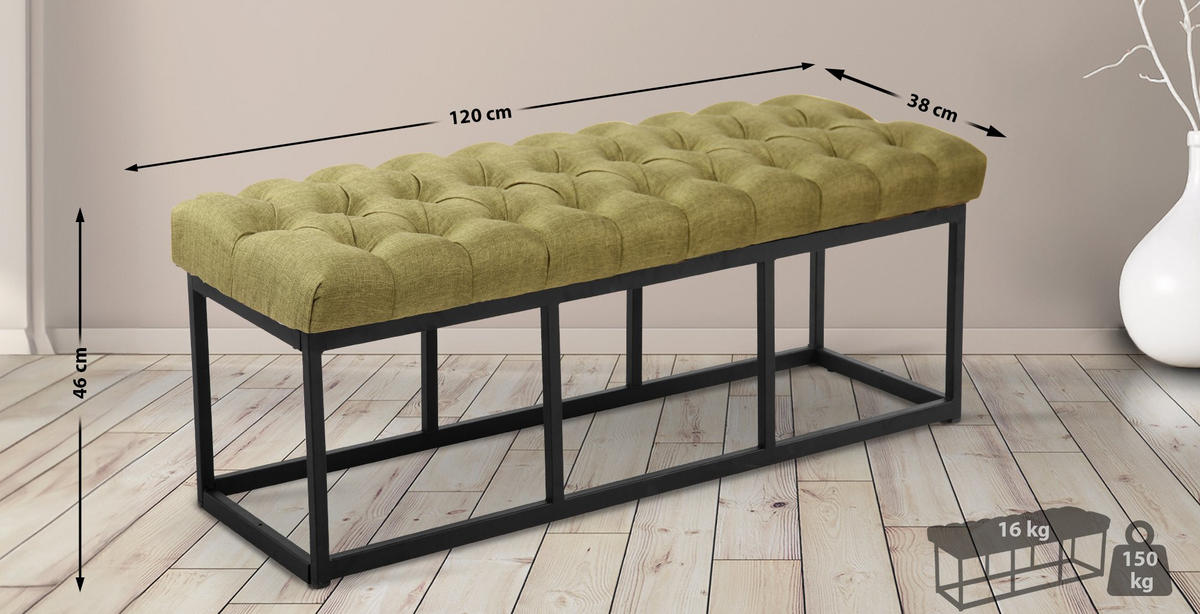 SITZBANK Mexico Stoff Grün - Grün, Textil (120/46/38cm) - DELUKE