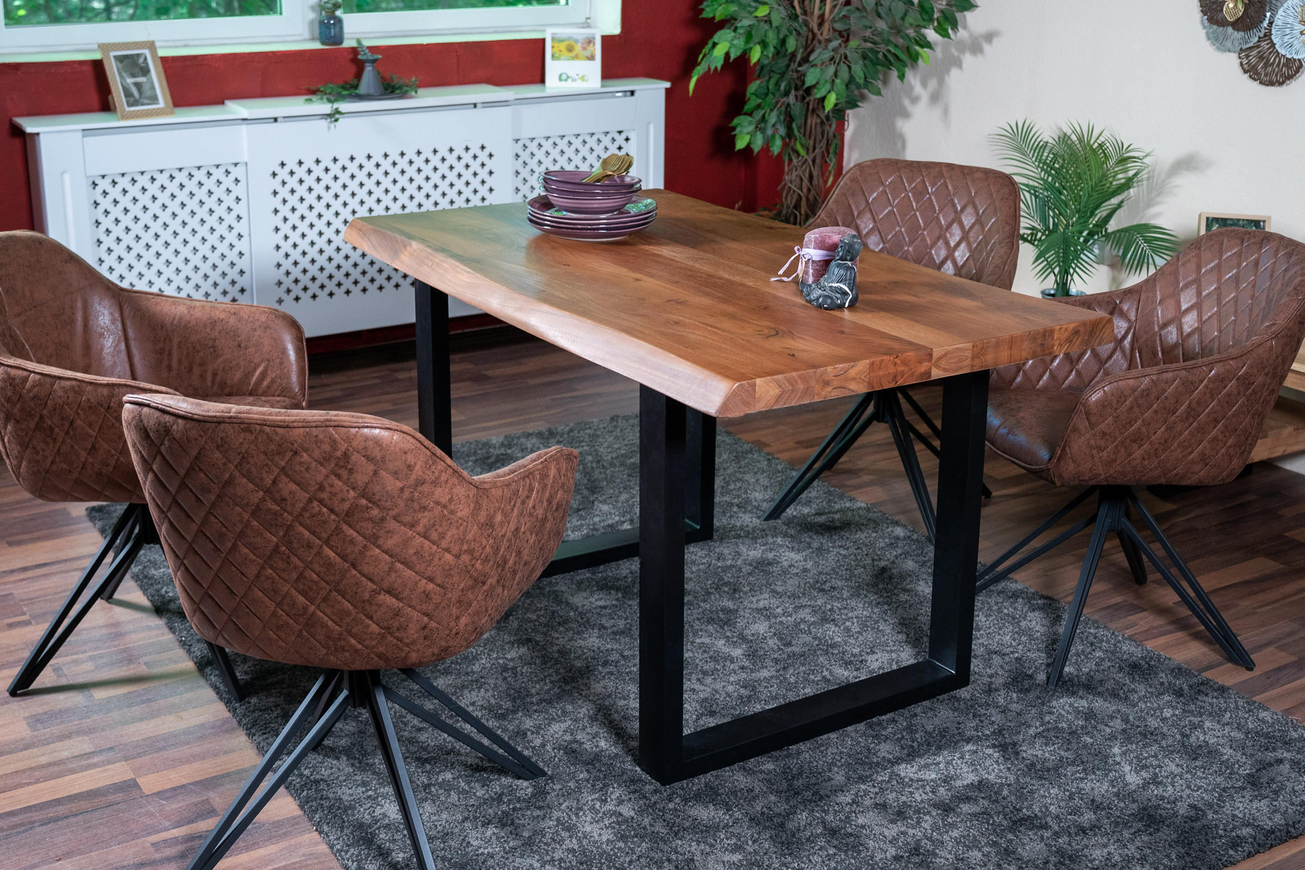 ESSTISCH CALI - Schwarz/Braun, Holz/Metall (80/120/77cm) - SAM