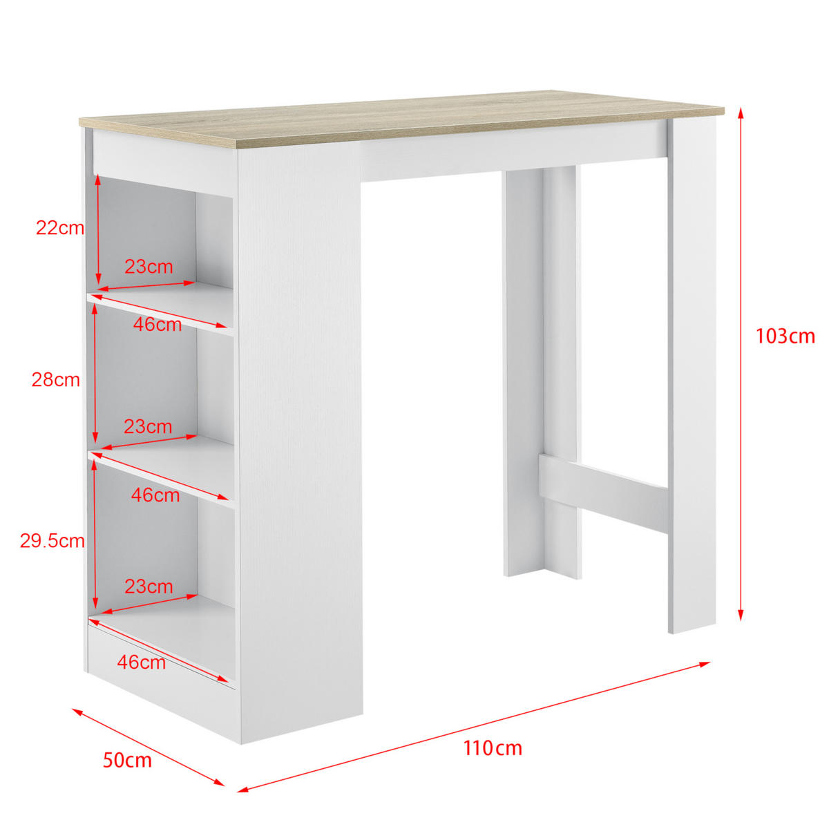 BARTISCH Kouvala - Beige, Holzwerkstoff (110/103/50cm) - [en.casa]
