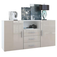 SIDEBOARD Skadu Front in Sandgrau Hochglanz - Sandfarben, Holzwerkstoff (138.5/71.5/35cm) - Vladon