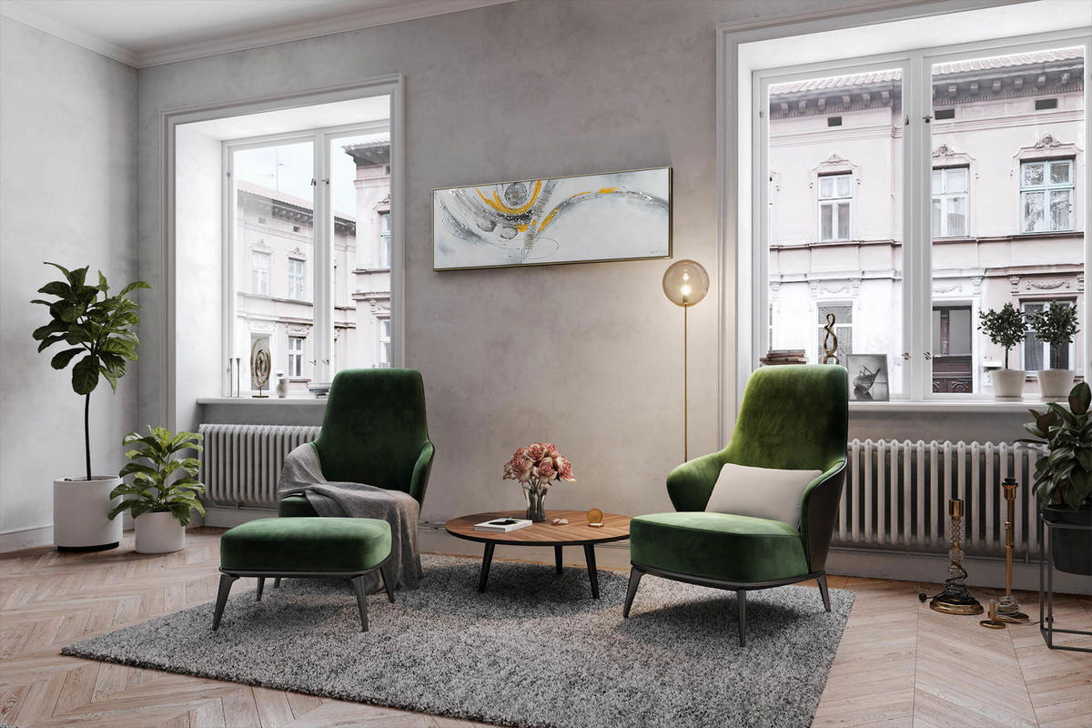 ACRYLBILD HANDGEMALT 150/50 cm - Gelb/Silberfarben, Holz/Textil (2/50cm) - KUNSTLOFT