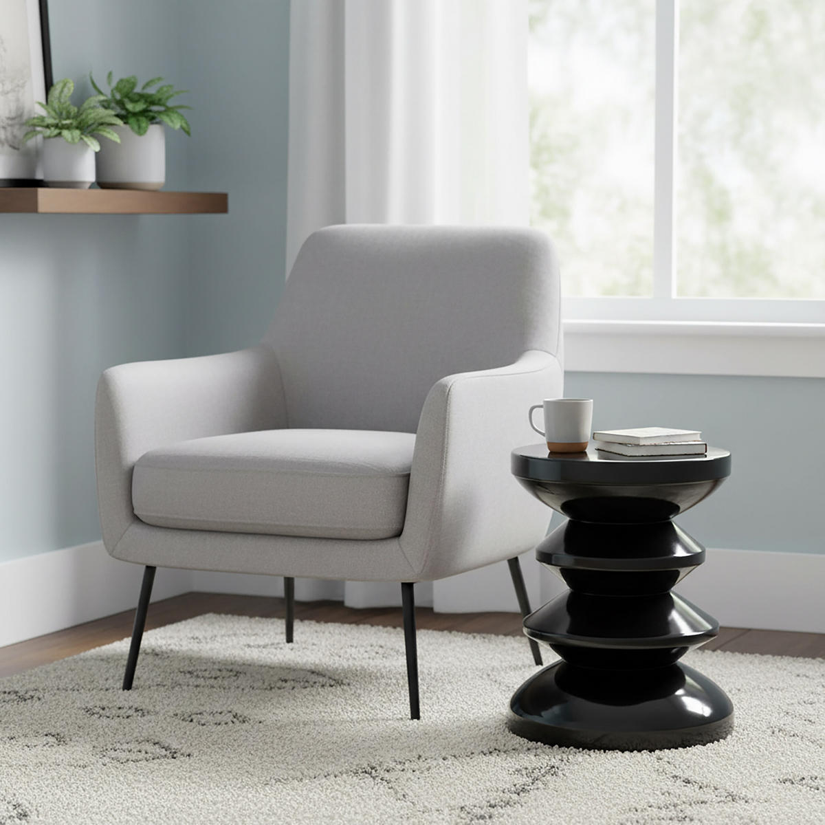 STRANSKA miza - črna, kovina (35/35/46cm) - Relaxdays