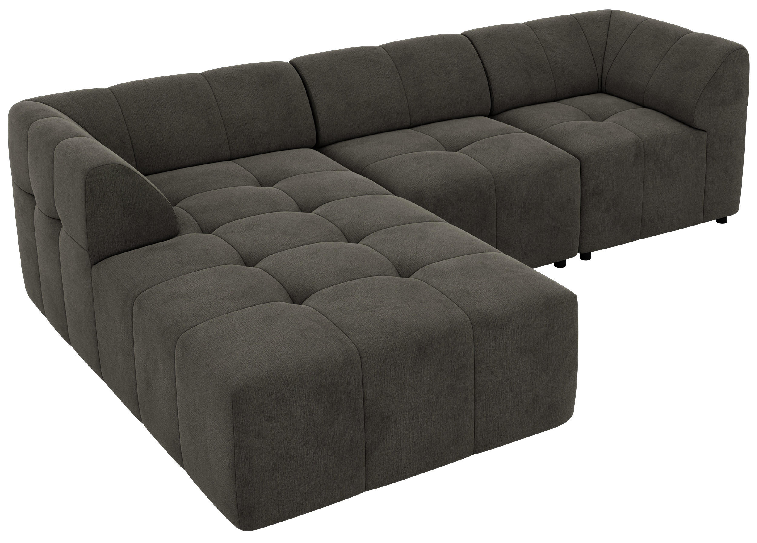 ROHOVÁ SEDAČKA VORITA L 3M - Tmavosivá Samet - Vľavo - čierna/tmavosivá, textil/plast (267/176cm) - MKS