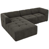 ROHOVÁ SEDAČKA VORITA L 3M - Tmavosivá Samet - Vľavo - čierna/tmavosivá, textil/plast (267/176cm) - MKS
