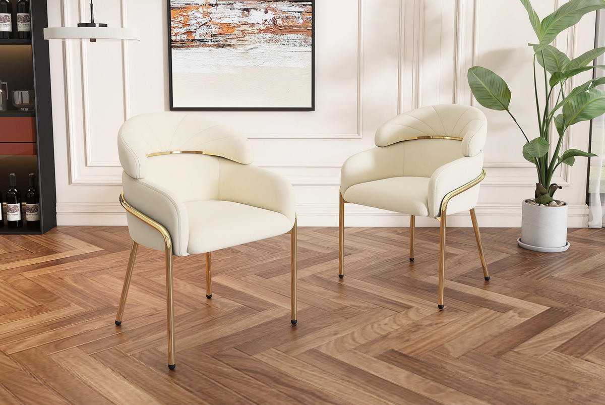 ESSZIMMERSTUHL 45x53x79 cm in Beige, Samt mit 4 Metallbeinen, modernes Design - Beige, Textil (45/79/53cm) - Modfu