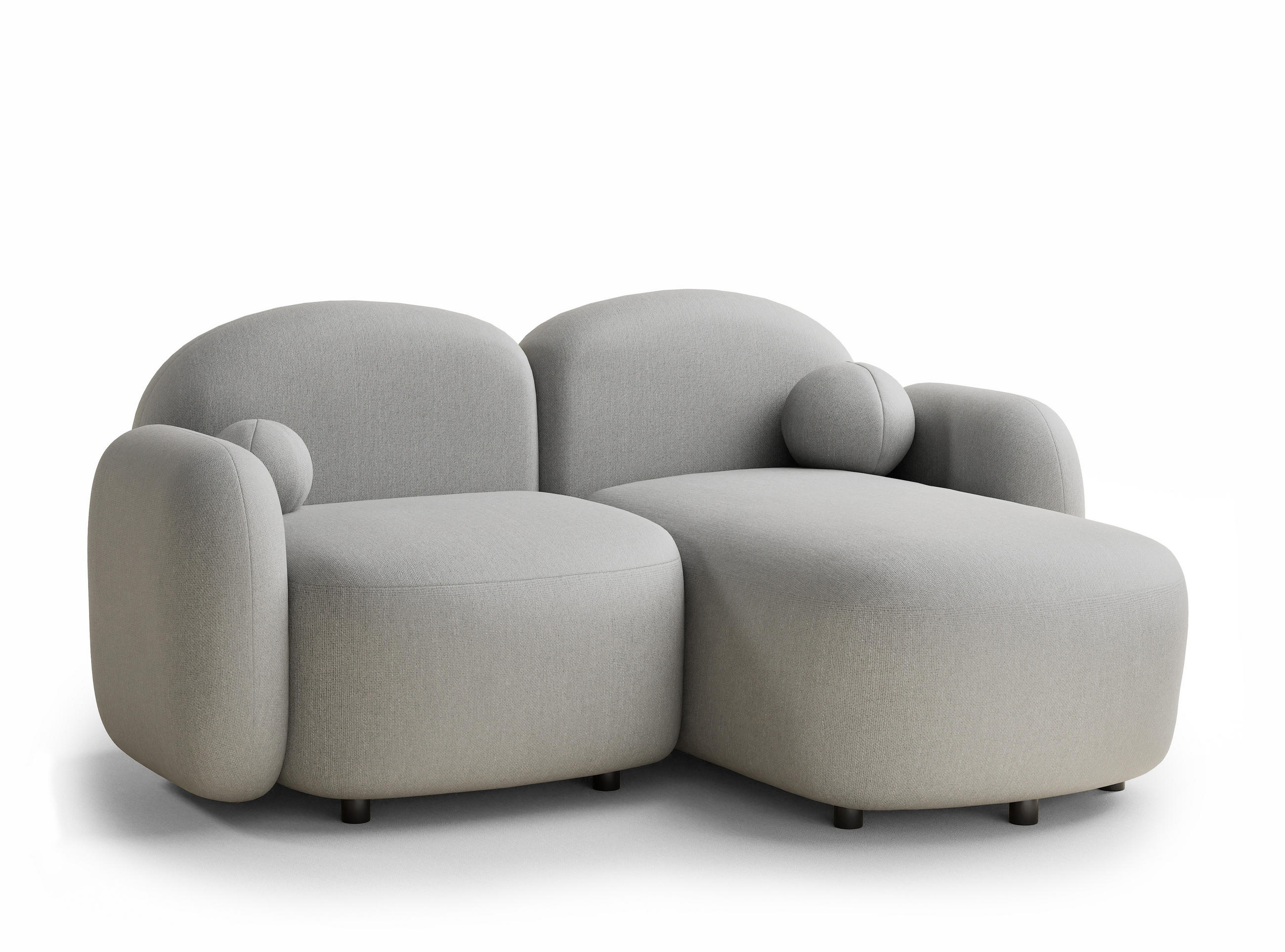 ECKSOFA Bahama Hellgrau Webstoff - Hellgrau/Schwarz, Holz/Holzwerkstoff (190/146cm) - Maison de Reve