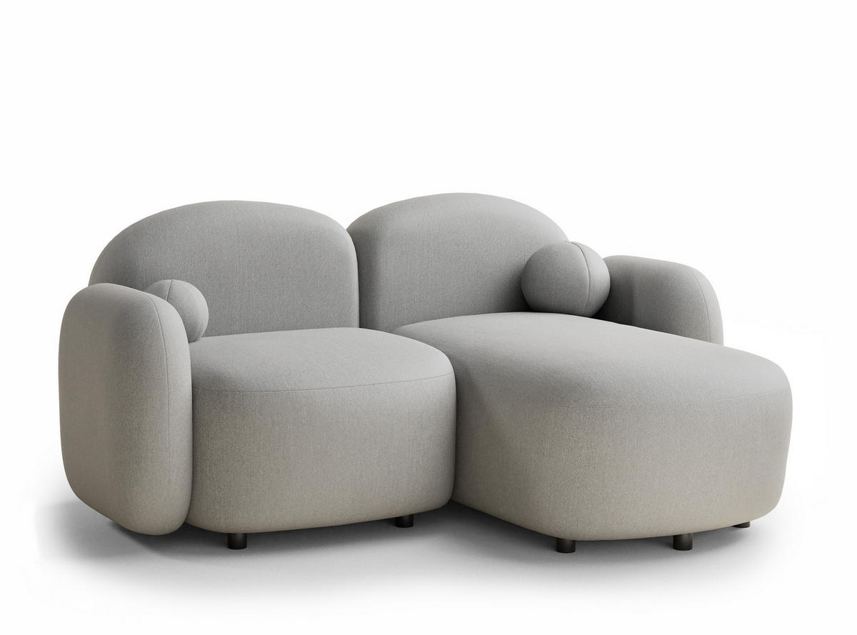 ECKSOFA Bahama Hellgrau Webstoff - Hellgrau/Schwarz, Holz/Holzwerkstoff (190/146cm) - Maison de Reve