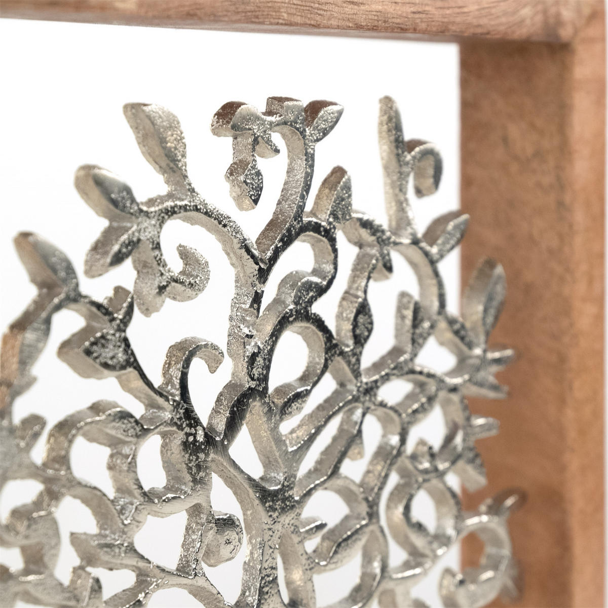 WANDBILD Lebensbaum Metall, Mangoholz silber-braun - Silberfarben, Metall (2/20/2cm) - DESIGN DELIGHTS