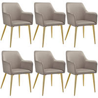 ARMLEHNSTUHL 6er Set Avane 55 x 63 5 x 86 5 cm taupe - Taupe, Textil (55/86.5/63.5cm) - tectake