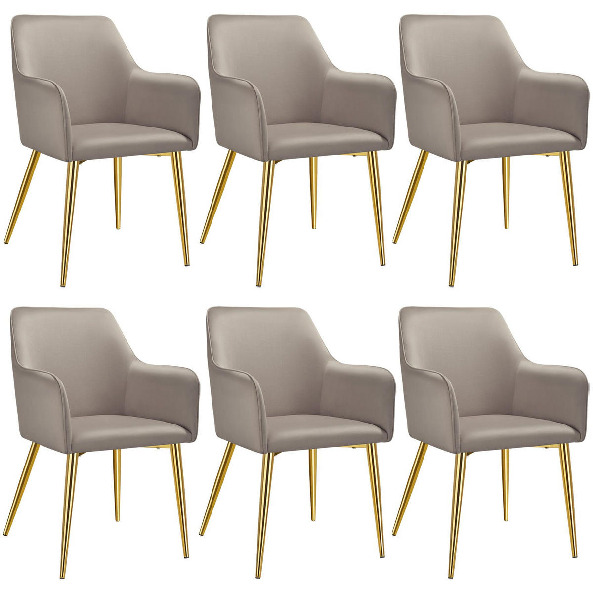 ARMLEHNSTUHL 6er Set Avane 55 x 63 5 x 86 5 cm taupe - Taupe, Textil (55/86.5/63.5cm) - tectake