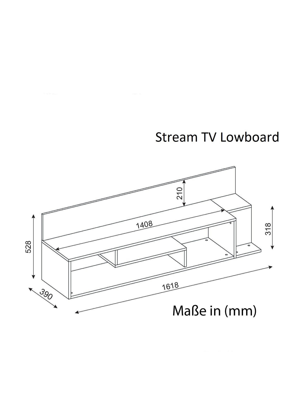 TV-LOWBOARD Stream Weiß Braun - Weiß/Braun, Holzwerkstoff (161/52/39cm) - moebel17