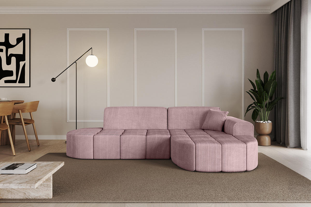 ECKSOFA Ottomane Rechts LIVO-L1 - 252x173x79,5 cm Rosa - Rosa, Holzwerkstoff/Textil (252/173cm) - ALTDECOR