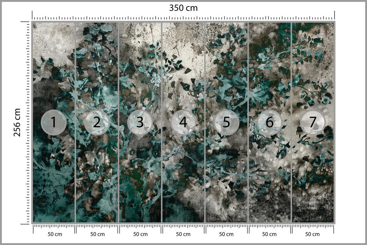 FOTOTAPETE für Wohnzimmer Beton Abstraktion 350x256 - Türkis/Grau, Papier (350/256cm) - Muralo
