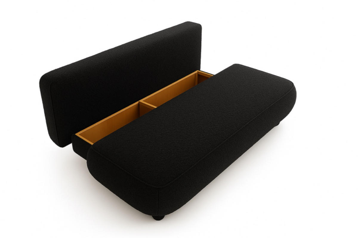 SOFA Schwarz MAJA Mit Schlaffunktion Boucle - Schwarz, Textil (209/96/96cm) - Sepro Meble