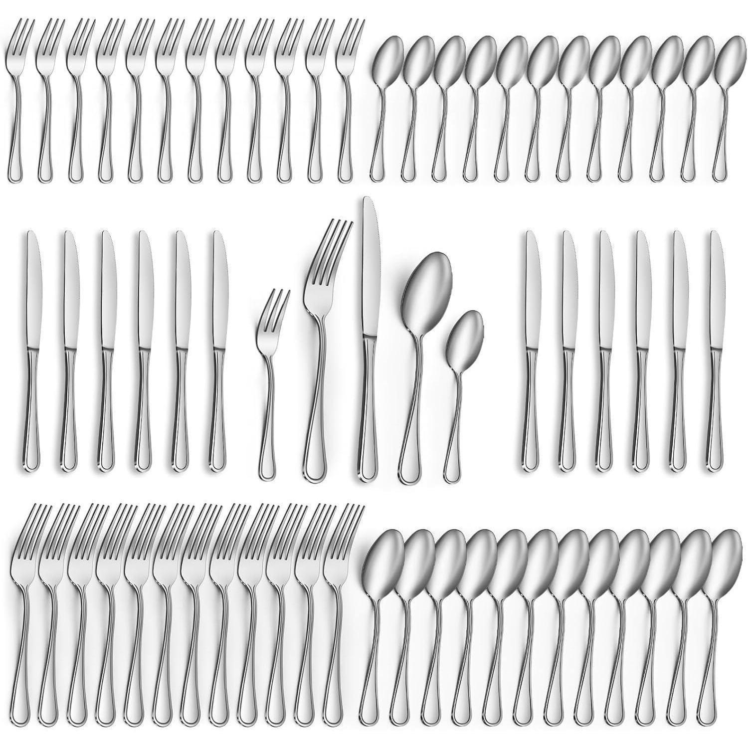 BESTECKSET 60-teilig für 12 Personen Edelstahl Hochglanzpoliert - Silberfarben, Metall