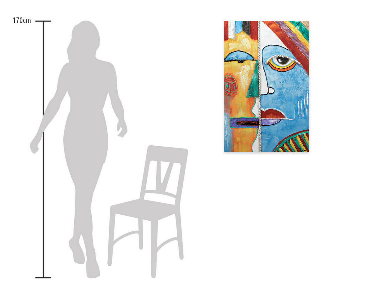 RUČNO SLIKANA AKRILNA SLIKA, 60/90 CM - višebojno, tekstil/drvo (60/90cm) - KUNSTLOFT