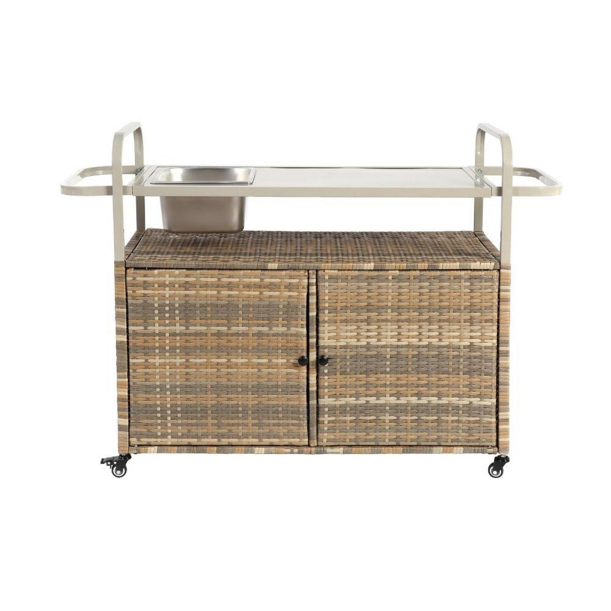 SERVIERWAGEN Küchenwagen,Outdoor Kücheninsel,Ratten,Beige - Beige, Metall (131/78/50cm) - LVHOM