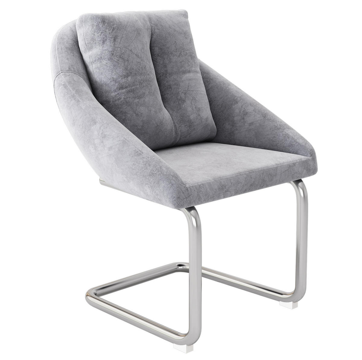 ESSZIMMERSTUHL 2er-Set Samt Grau mit Metallgestell - Grau, Metall (54/82/65cm) - Meubliv