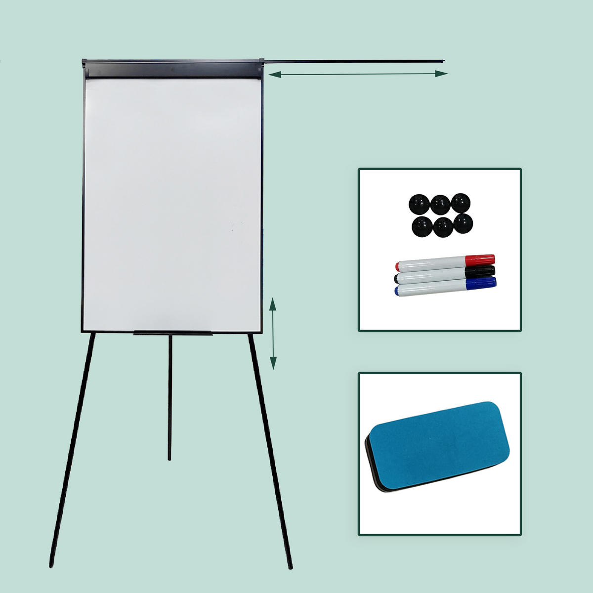 FLIPCHART Whiteboard - Schwarz, Kunststoff/Metall (70/100/1.1cm) - Relaxdays