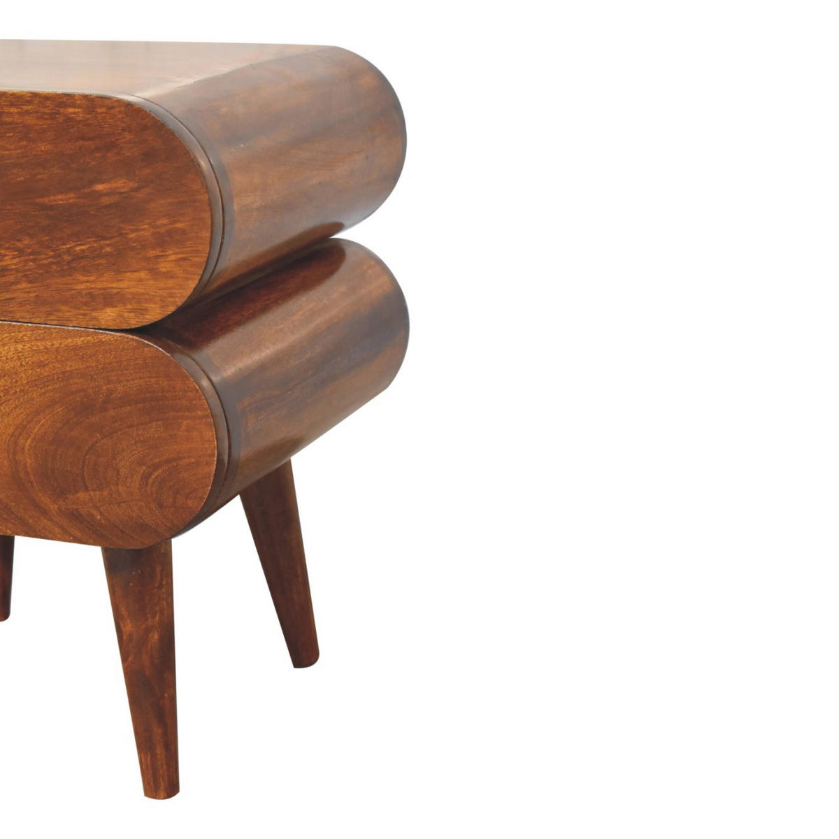 NACHTTISCH mit zwei Schubladen, nordischen Beinen, in Braun. - Messingfarben/Braun, Mangoholz/Holz (45/50/35cm) - Artisan Furniture