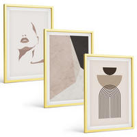 BILDER SET 3er Set - 40x60 cm Goldrahmen - Abstrakte Gesichtsformen - Goldfarben, Kunststoff (40/60cm) - TULUP