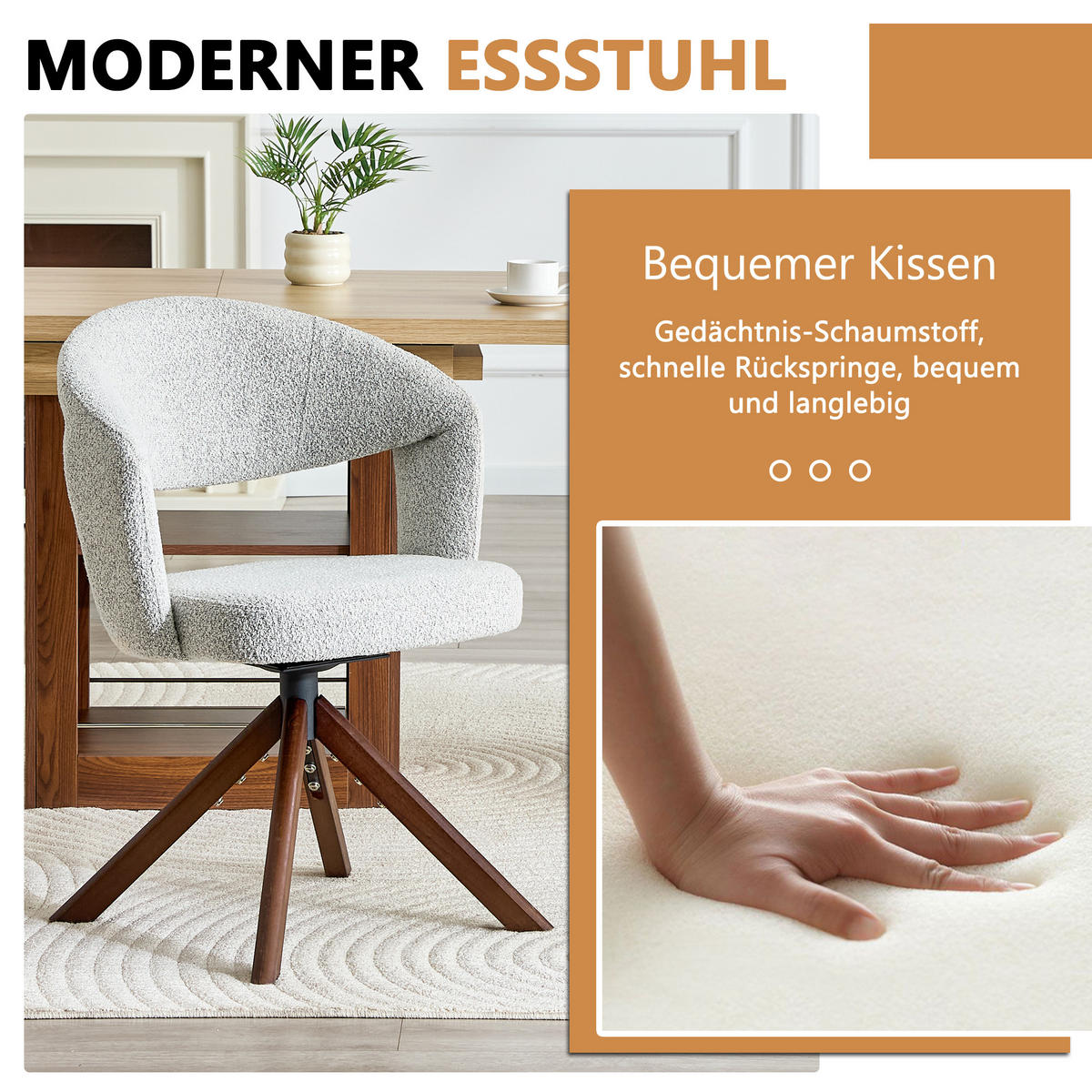 ARMLEHNSTUHL-SET DE-36634 2 Stück mit Massivholzbeinen Hellgrau - Hellgrau, Holz (47.5/81.5/47cm) - ComfortXL
