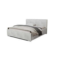 POLSTERBETT LUIS mit Kopfteil, 200 x 200 cm, Doppelbett mit Bettkasten und Lattenrost aus Metall, Cordstoff: Weiß - Weiß, Holz/Textil (200/200cm) - Agmat-Furniture
