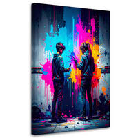 LEINWANDBILD Banksy Graffiti Street Art Abstrakt 80x120cm - Multicolor, Textil (80/120cm) - Feeby