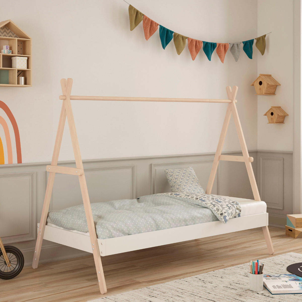 TIPIBETT Trufa Braun 209/104/160 cm - Braun, Holz (90/200cm) - Calicosy