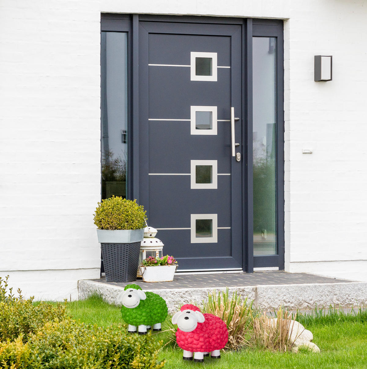 GARTENFIGUR Schaf - Multicolor, Keramik (24/33/44cm) - Relaxdays