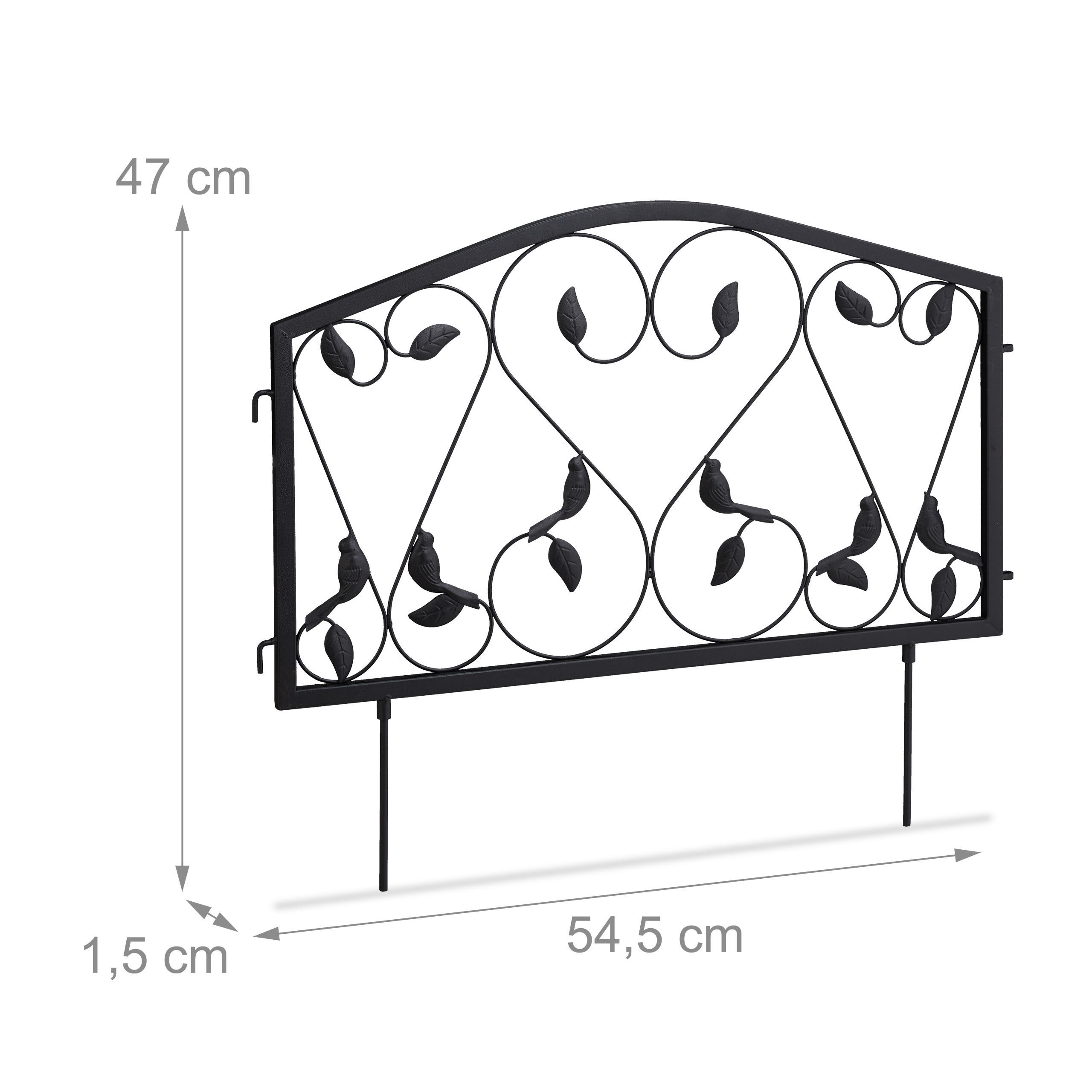 Thumbnail - Relaxdays Beetzaun, Schwarz, Metall, 225x47x1.5 cm, Gartenzubehör, Gartenpflege