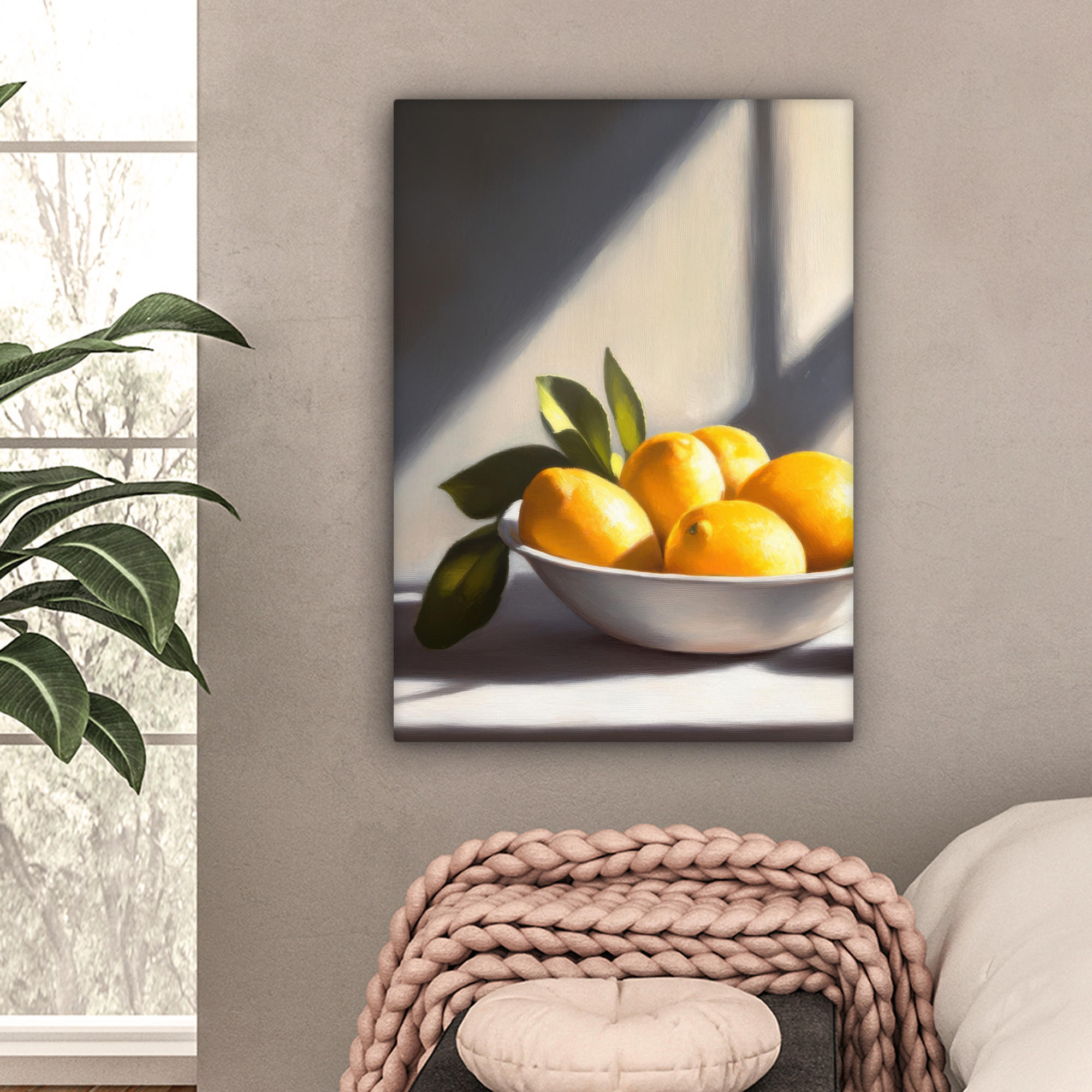 LEINWANDBILD Zitronen - Stilleben - Gelb 60x80 cm - Gelb, Textil (60/80cm) - MuchoWow