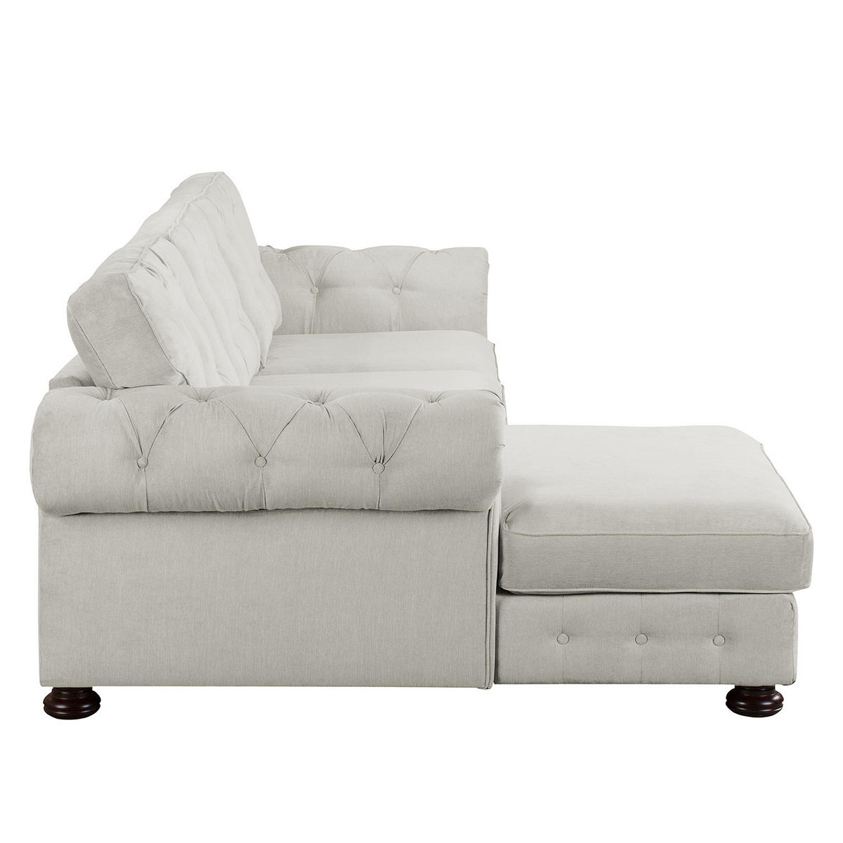 ECKSOFA mit Longchair - Microfaser - Beige, Textil (302/166cm) - home24