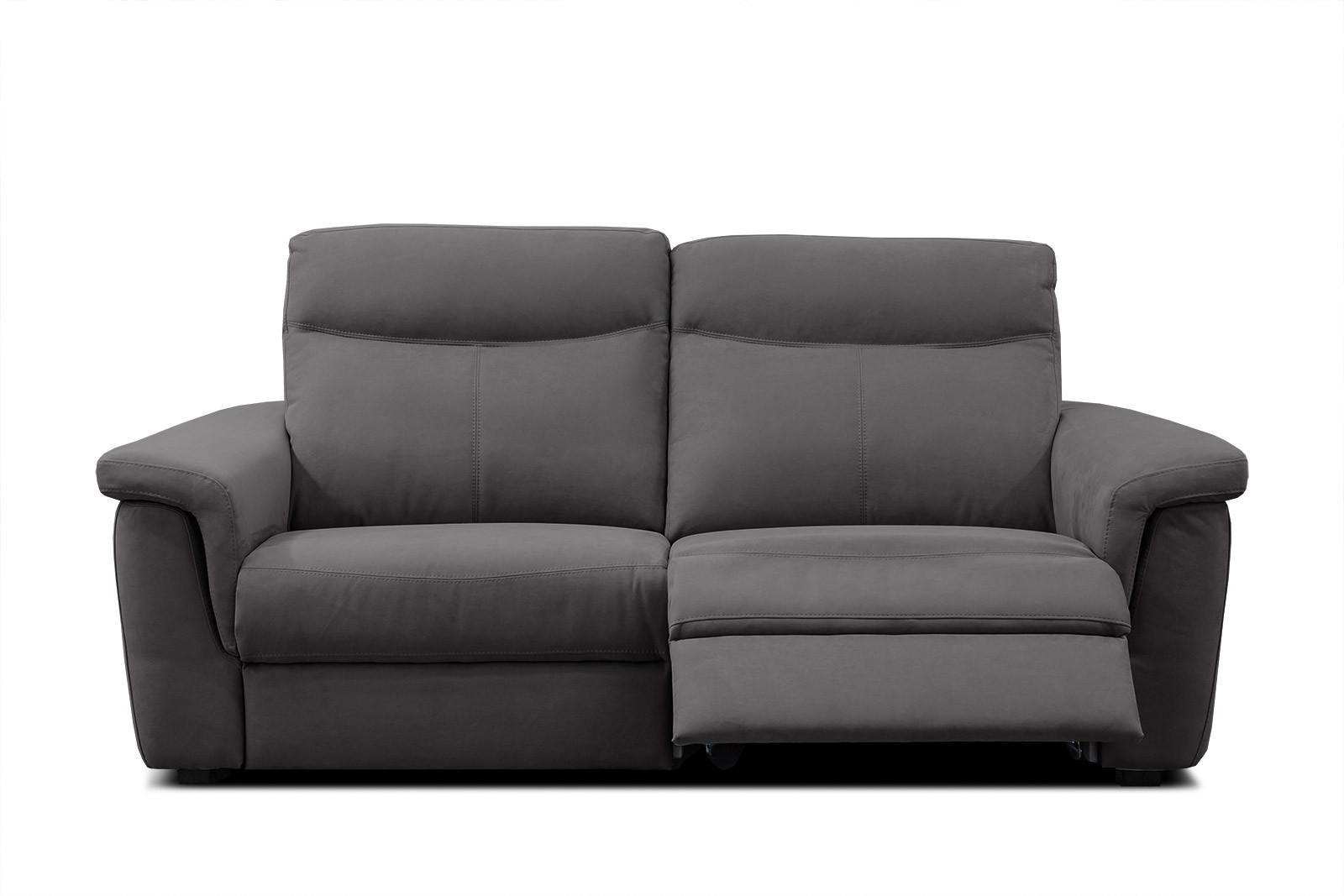 SOFA JONES 2-Sitzer mit 2 Relaxfunktionen, anthrazit - Anthrazit/Schwarz, Holz/Kunststoff (166/102/99cm) - Courtois Laville