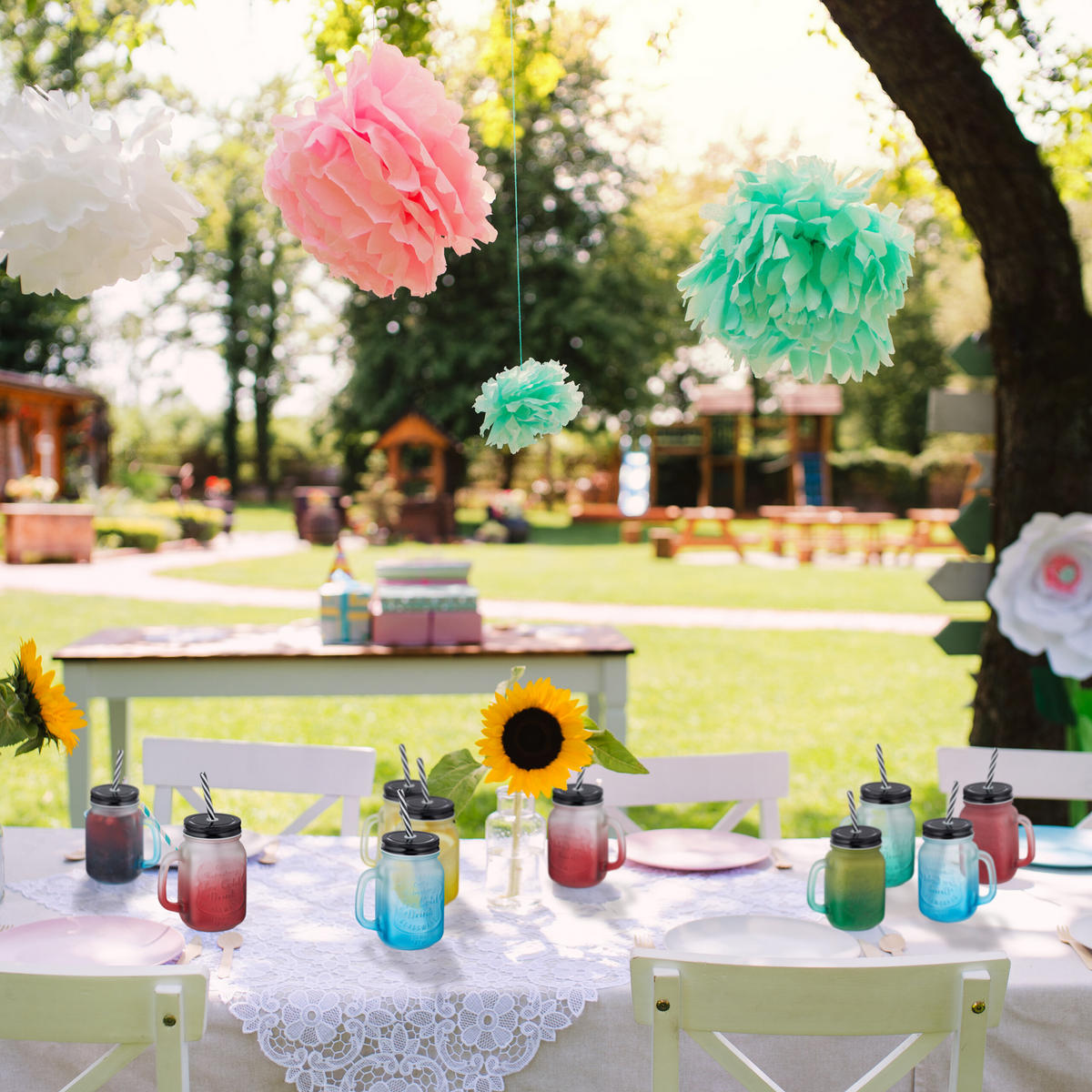 12xTRINKGLAS - Multicolor, Glas/Kunststoff (0.4L) - Relaxdays