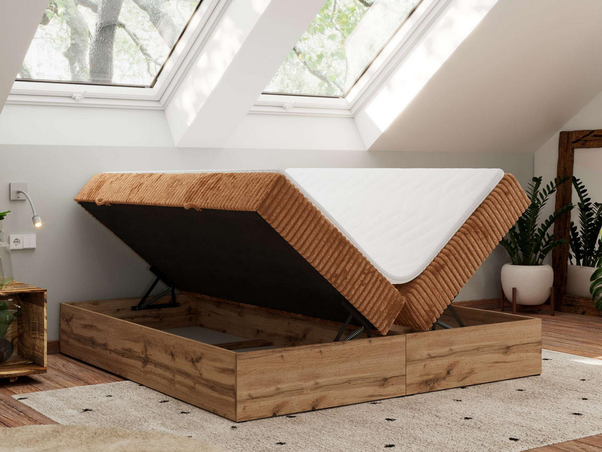 BOXBETT WOOD ZERO 200/200 - Orange Cord - H4 - Topper Visco - Orange, Textil (200/200cm) - MKS