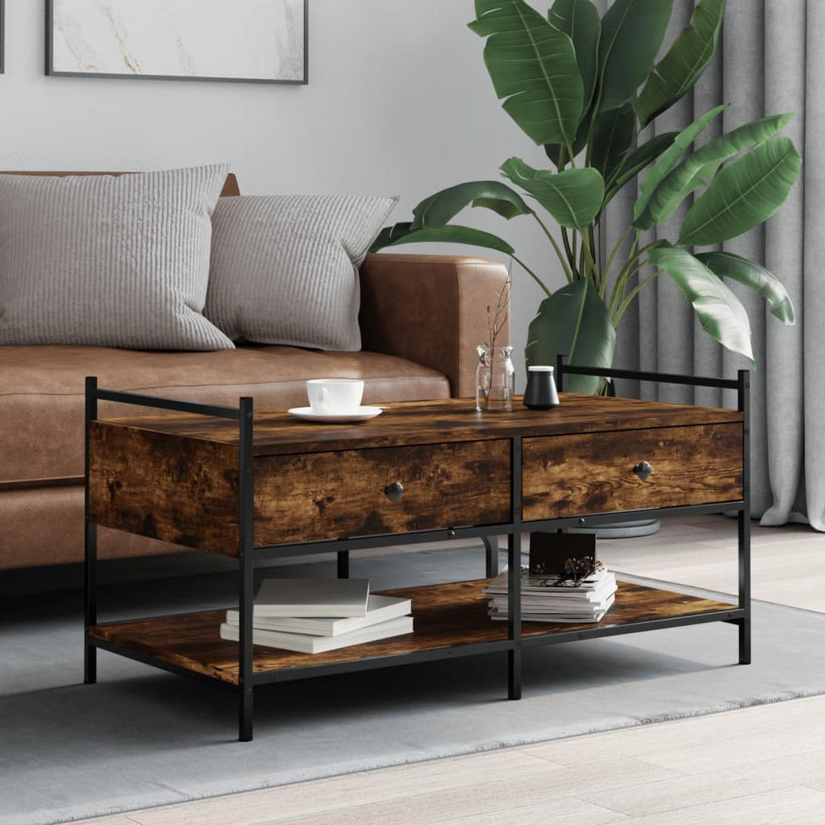 COUCHTISCH Räuchereiche 99x50x50 cm Holzwerkstoff - Braun, Holzwerkstoff (50/99/50cm) - furnicato