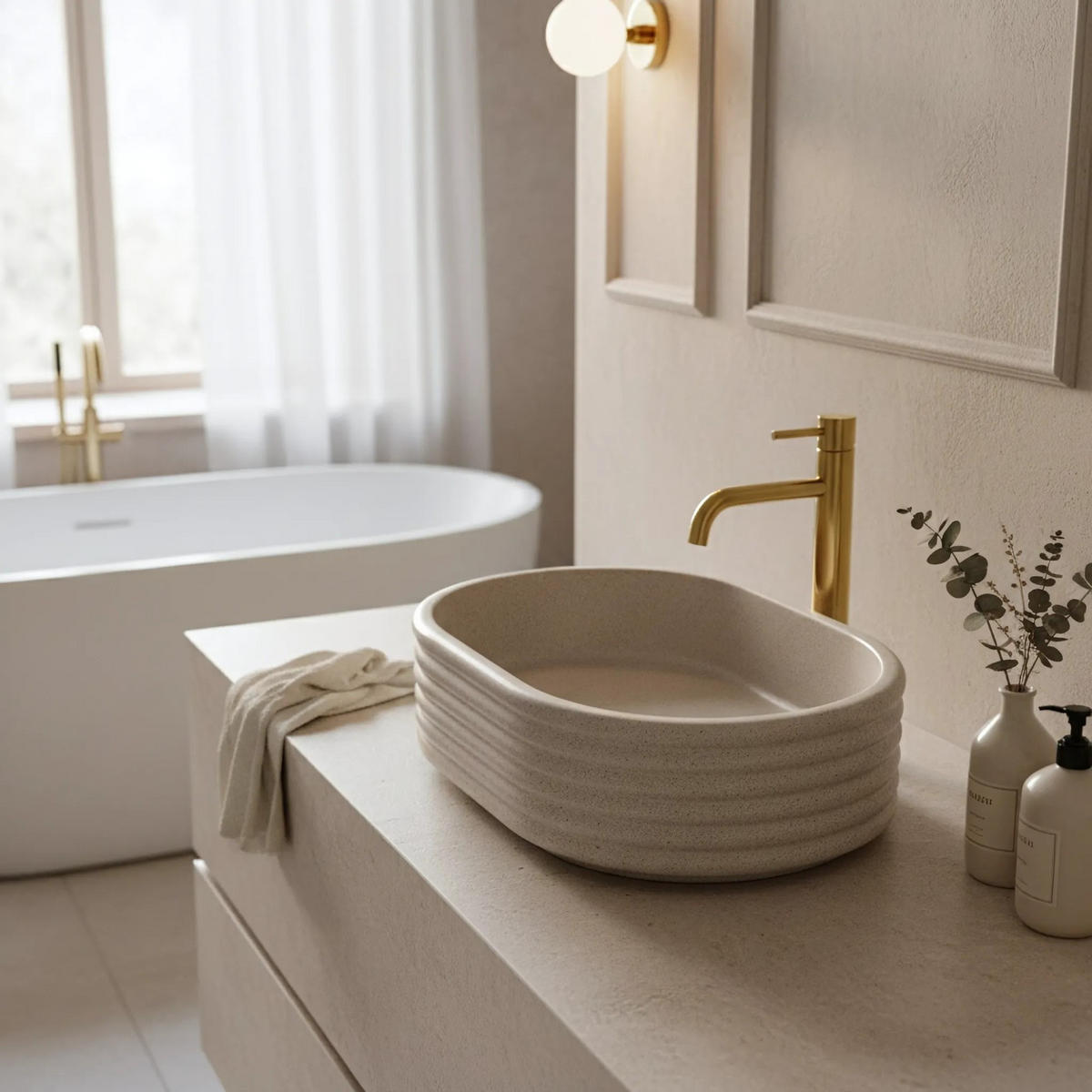 AUFSATZWASCHBECKEN Rea Nicoletta Beige - Beige, Keramik (36/14/50cm) - REA