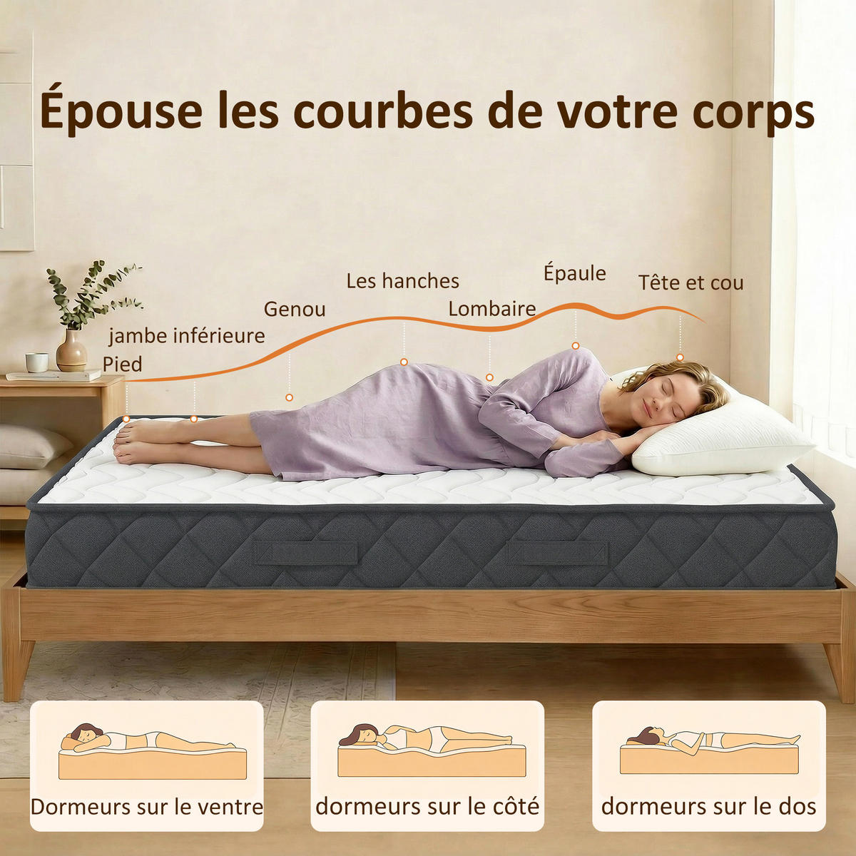 MATRATZE 90/190 cmDE-18538 20 cm Memory-Schaum - Grau, Textil (90/190cm) - ComfortXL