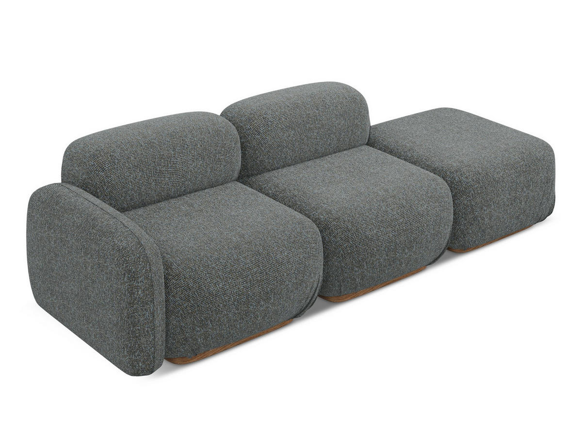 3-SITZER SOFA Rechts Strukturstoff Stoff Grau - Dunkelgrau/Braun, Holz/Textil (258/73/95cm) - Makamii