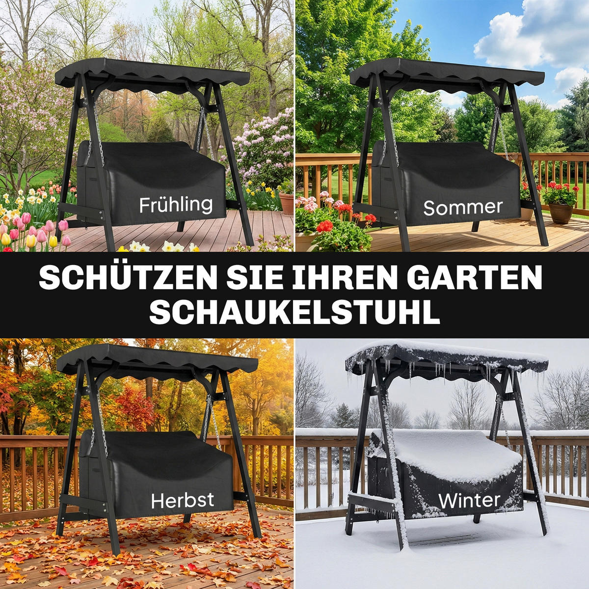 GARTENSCHAUKEL-ABDECKUNG Oxford-Stoff Schwarz - Schwarz, Textil (76/81/142cm) - Outsunny