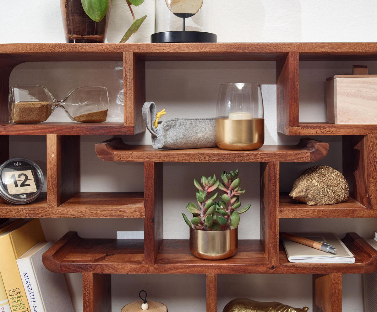 WANDREGAL Massivholz Modern Stil Elegant - Braun, Holz (80/55/12cm) - KADIMA DESIGN